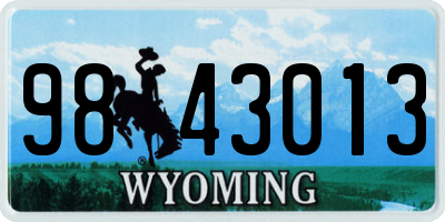 WY license plate 9843013