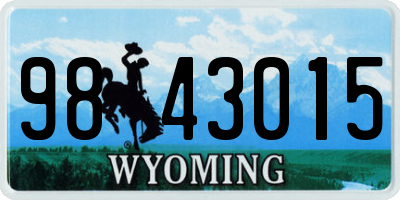 WY license plate 9843015