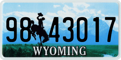 WY license plate 9843017