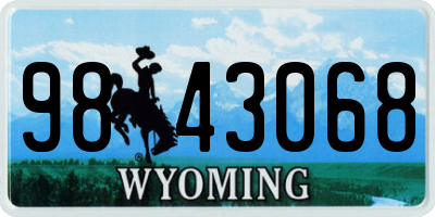 WY license plate 9843068