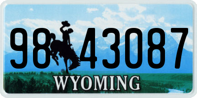 WY license plate 9843087