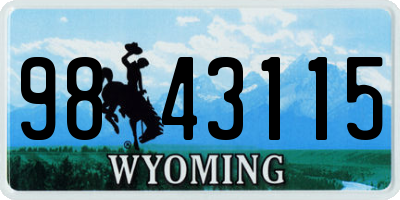 WY license plate 9843115