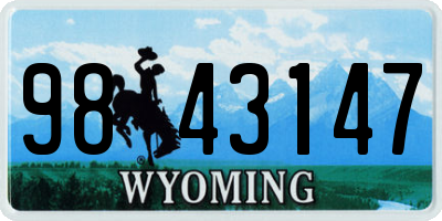 WY license plate 9843147