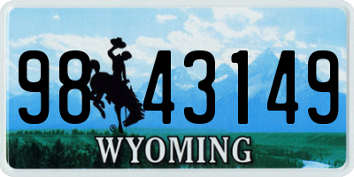 WY license plate 9843149