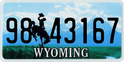 WY license plate 9843167