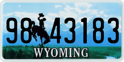 WY license plate 9843183