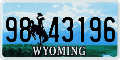 WY license plate 9843196
