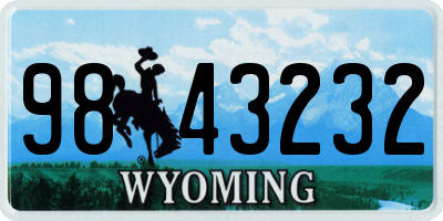 WY license plate 9843232