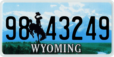 WY license plate 9843249
