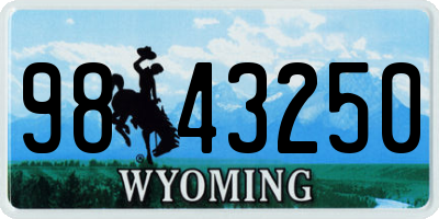 WY license plate 9843250