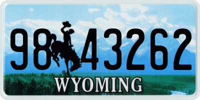 WY license plate 9843262