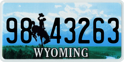 WY license plate 9843263