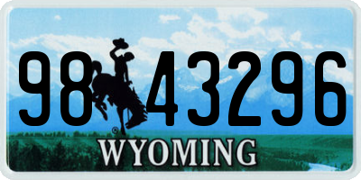WY license plate 9843296