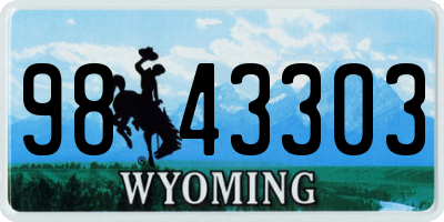 WY license plate 9843303