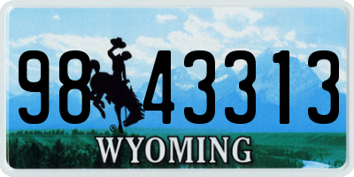 WY license plate 9843313