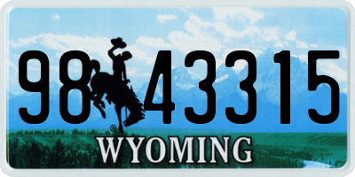 WY license plate 9843315