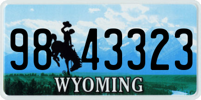 WY license plate 9843323