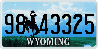 WY license plate 9843325