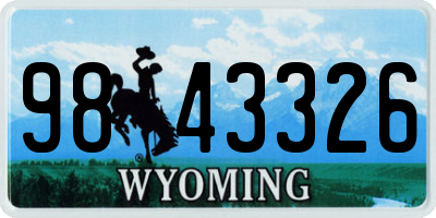 WY license plate 9843326