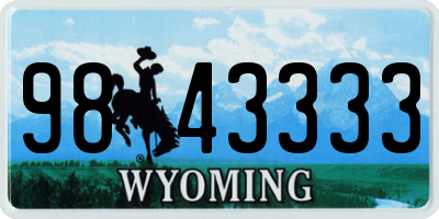 WY license plate 9843333