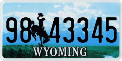 WY license plate 9843345
