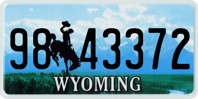 WY license plate 9843372