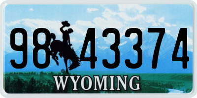 WY license plate 9843374