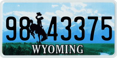 WY license plate 9843375