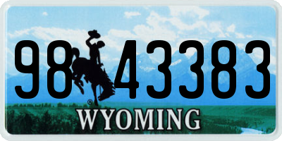 WY license plate 9843383