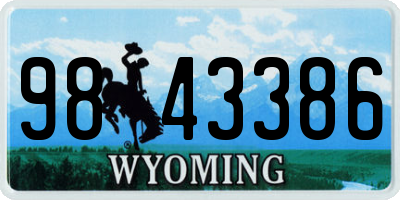 WY license plate 9843386