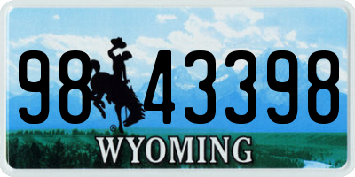 WY license plate 9843398