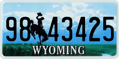 WY license plate 9843425