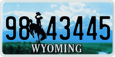 WY license plate 9843445
