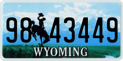 WY license plate 9843449