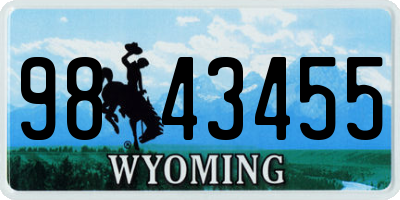 WY license plate 9843455