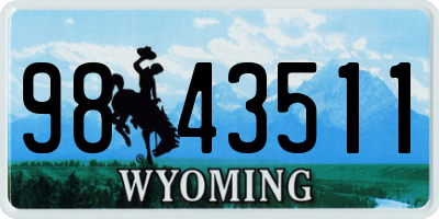 WY license plate 9843511