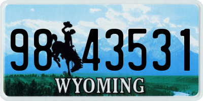 WY license plate 9843531
