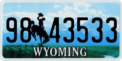 WY license plate 9843533