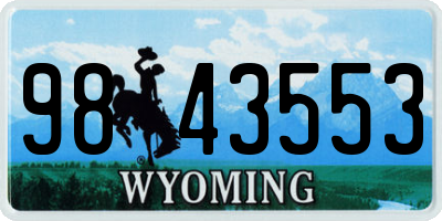 WY license plate 9843553