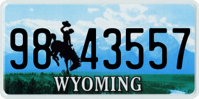 WY license plate 9843557