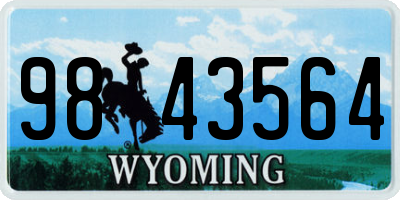 WY license plate 9843564