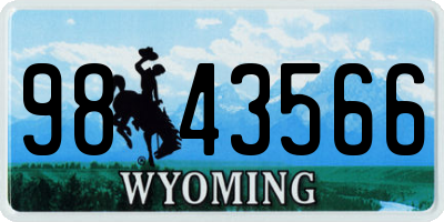 WY license plate 9843566