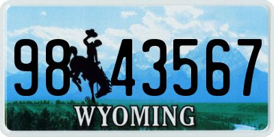 WY license plate 9843567