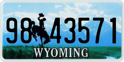 WY license plate 9843571