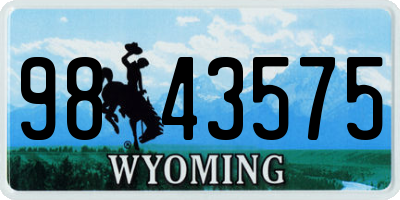 WY license plate 9843575