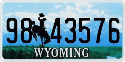WY license plate 9843576