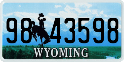 WY license plate 9843598