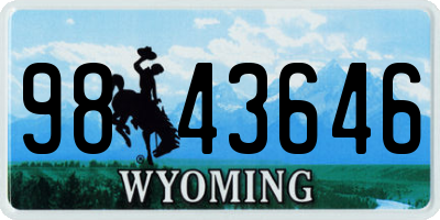 WY license plate 9843646