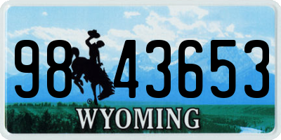 WY license plate 9843653
