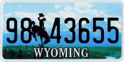 WY license plate 9843655